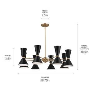 Jester 49" Sixteen Lights Chandelier, Champagne Bronze / Black