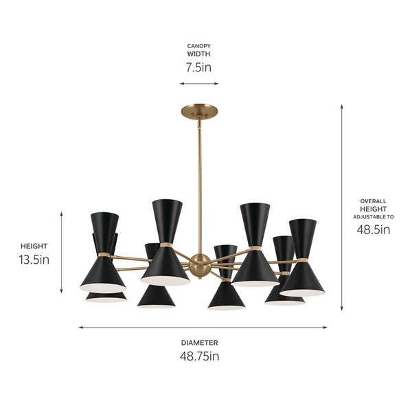 Jester 49" Sixteen Lights Chandelier, Champagne Bronze / Black