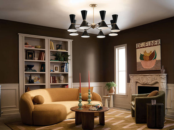 Jester 49" Sixteen Lights Chandelier, Champagne Bronze / Black