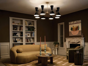 Jester 49" Sixteen Lights Chandelier, Champagne Bronze / Black