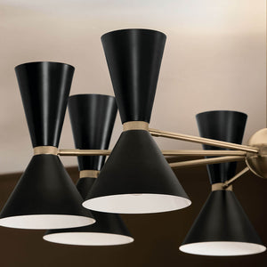 Jester 49" Sixteen Lights Chandelier, Champagne Bronze / Black