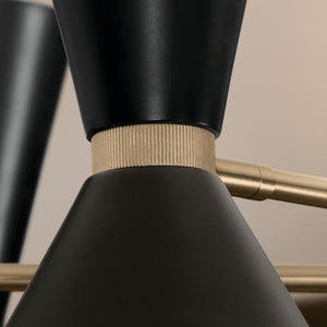 Jester 49" Sixteen Lights Chandelier, Champagne Bronze / Black