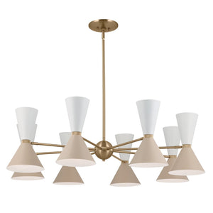 Jester 49" Sixteen Lights Chandelier, Champagne Bronze / Greige and White