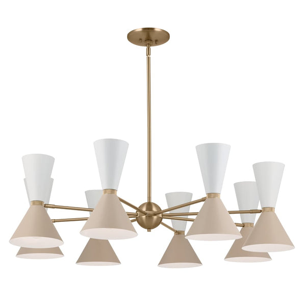 Jester 49" Sixteen Lights Chandelier, Champagne Bronze / Greige and White