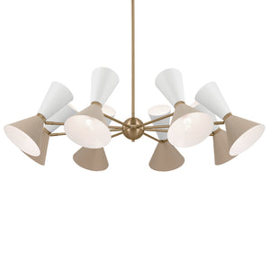Jester 49" Sixteen Lights Chandelier, Champagne Bronze / Greige and White