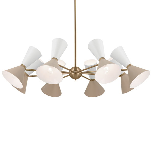 Jester 49" Sixteen Lights Chandelier, Champagne Bronze / Greige and White
