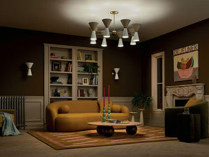 Jester 49" Sixteen Lights Chandelier, Champagne Bronze / Greige and White