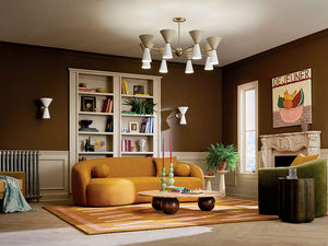 Jester 49" Sixteen Lights Chandelier, Champagne Bronze / Greige and White