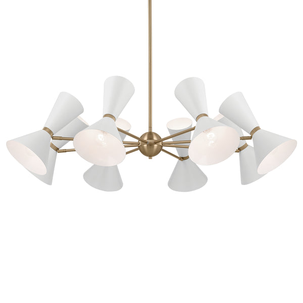 Jester 49" Sixteen Lights Chandelier, Champagne Bronze / White