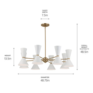 Jester 49" Sixteen Lights Chandelier, Champagne Bronze / White