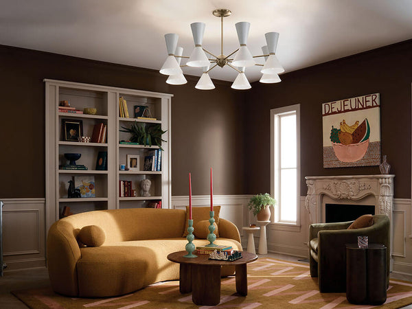 Jester 49" Sixteen Lights Chandelier, Champagne Bronze / White