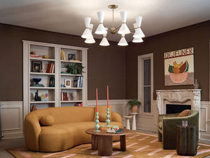 Jester 49" Sixteen Lights Chandelier, Champagne Bronze / White