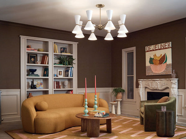 Jester 49" Sixteen Lights Chandelier, Champagne Bronze / White