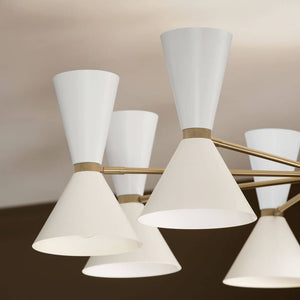 Jester 49" Sixteen Lights Chandelier, Champagne Bronze / White