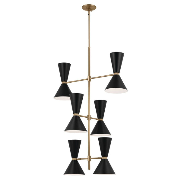 Jester 22" Twevle Lights Foyer Chandelier, Champagne Bronze / Black