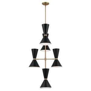 Jester 22" Twevle Lights Foyer Chandelier, Champagne Bronze / Black