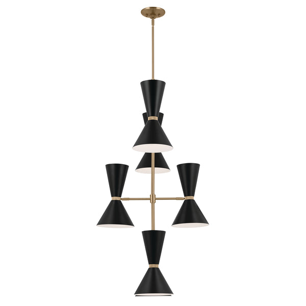 Jester 22" Twevle Lights Foyer Chandelier, Champagne Bronze / Black