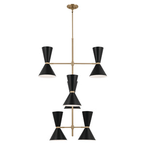 Jester 22" Twevle Lights Foyer Chandelier, Champagne Bronze / Black