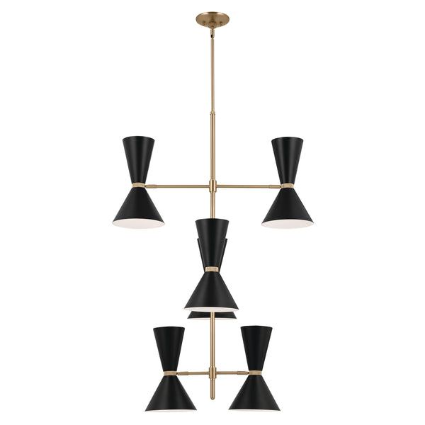 Jester 22" Twevle Lights Foyer Chandelier, Champagne Bronze / Black