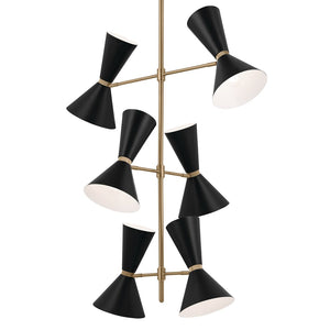 Jester 22" Twevle Lights Foyer Chandelier, Champagne Bronze / Black