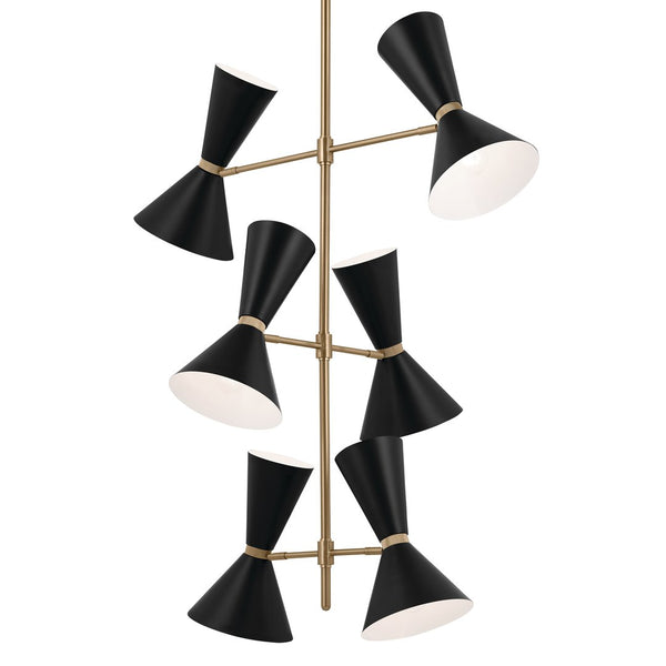 Jester 22" Twevle Lights Foyer Chandelier, Champagne Bronze / Black