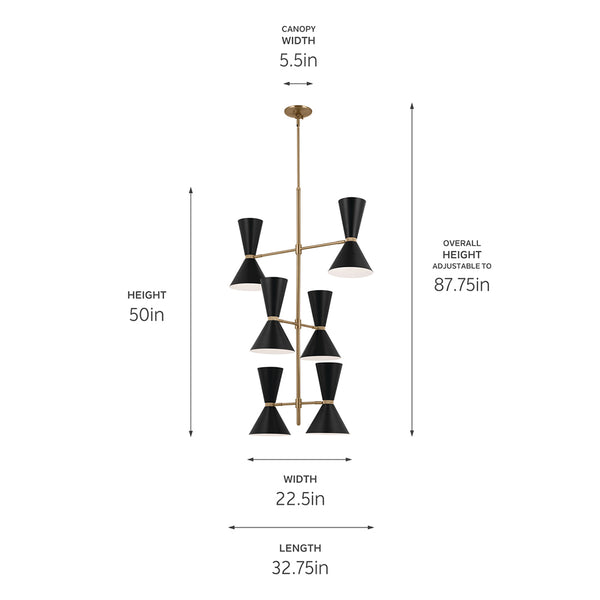 Jester 22" Twevle Lights Foyer Chandelier, Champagne Bronze / Black