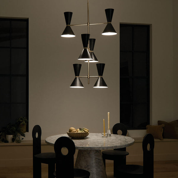 Jester 22" Twevle Lights Foyer Chandelier, Champagne Bronze / Black