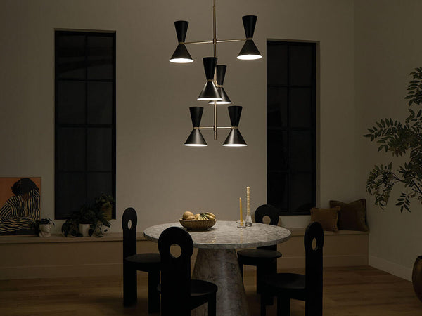 Jester 22" Twevle Lights Foyer Chandelier, Champagne Bronze / Black