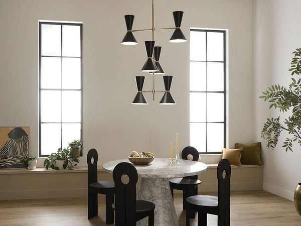 Jester 22" Twevle Lights Foyer Chandelier, Champagne Bronze / Black