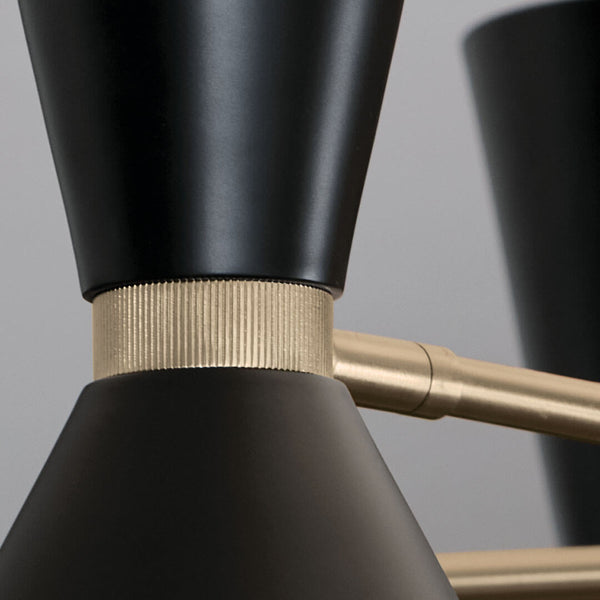 Jester 22" Twevle Lights Foyer Chandelier, Champagne Bronze / Black