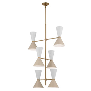 Jester 22" Twevle Lights Foyer Chandelier, Champagne Bronze / Greige and White