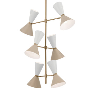 Jester 22" Twevle Lights Foyer Chandelier, Champagne Bronze / Greige and White