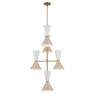 Jester 22" Twevle Lights Foyer Chandelier, Champagne Bronze / Greige and White