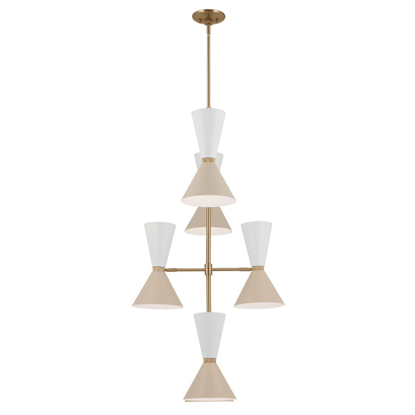Jester 22" Twevle Lights Foyer Chandelier, Champagne Bronze / Greige and White