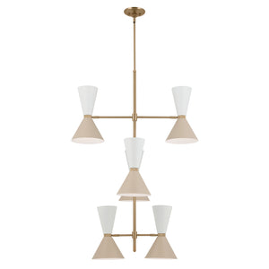 Jester 22" Twevle Lights Foyer Chandelier, Champagne Bronze / Greige and White