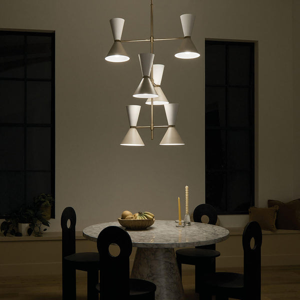 Jester 22" Twevle Lights Foyer Chandelier, Champagne Bronze / Greige and White