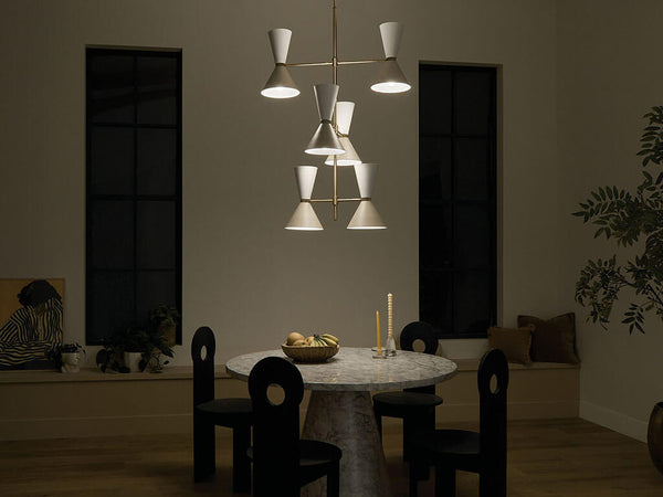 Jester 22" Twevle Lights Foyer Chandelier, Champagne Bronze / Greige and White