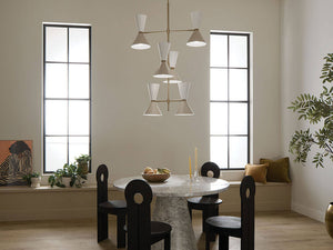 Jester 22" Twevle Lights Foyer Chandelier, Champagne Bronze / Greige and White