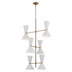 Jester 22" Twevle Lights Foyer Chandelier, Champagne Bronze / White