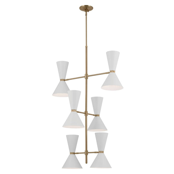 Jester 22" Twevle Lights Foyer Chandelier, Champagne Bronze / White