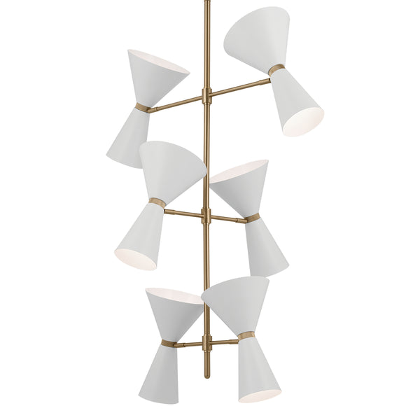Jester 22" Twevle Lights Foyer Chandelier, Champagne Bronze / White