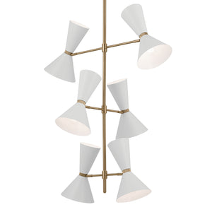 Jester 22" Twevle Lights Foyer Chandelier, Champagne Bronze / White