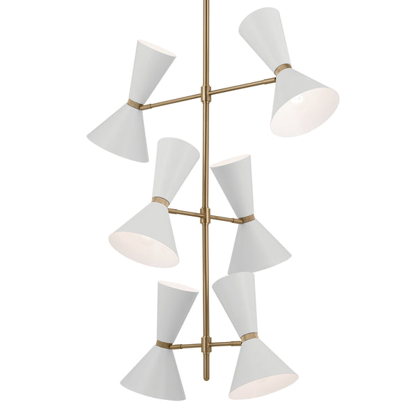 Jester 22" Twevle Lights Foyer Chandelier, Champagne Bronze / White