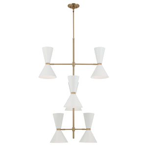Jester 22" Twevle Lights Foyer Chandelier, Champagne Bronze / White