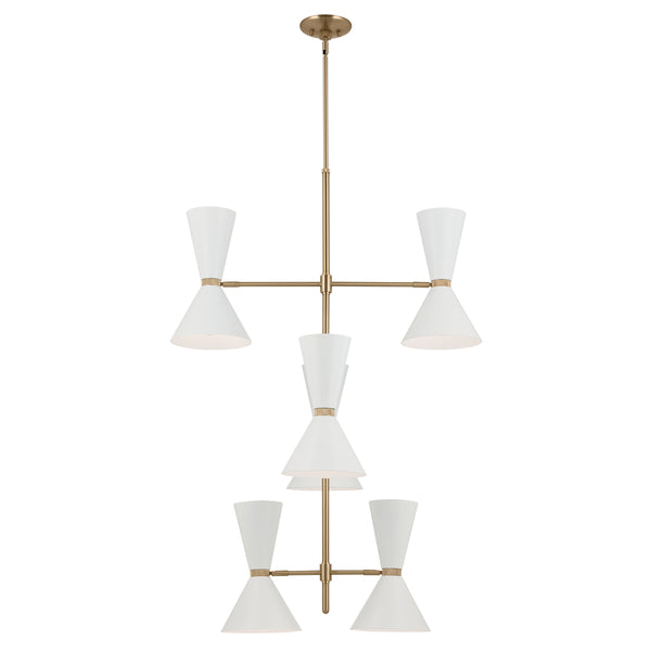Jester 22" Twevle Lights Foyer Chandelier, Champagne Bronze / White