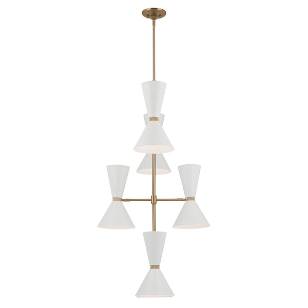 Jester 22" Twevle Lights Foyer Chandelier, Champagne Bronze / White