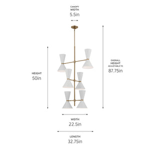 Jester 22" Twevle Lights Foyer Chandelier, Champagne Bronze / White
