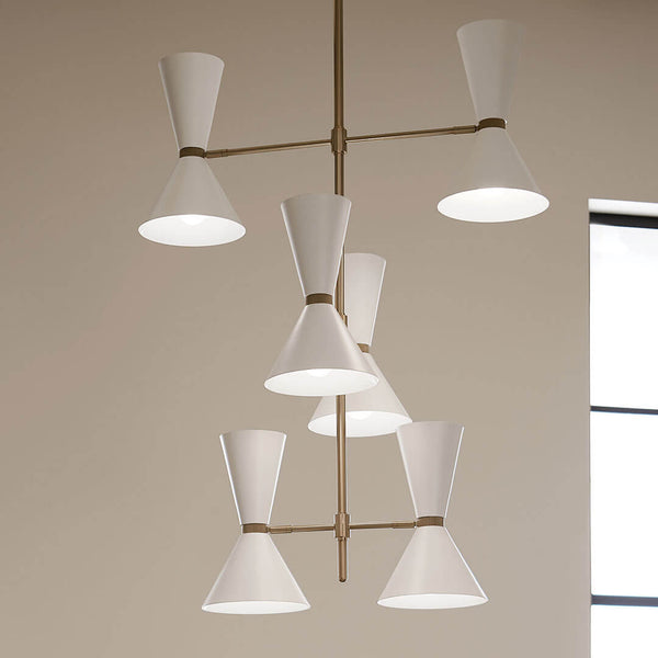 Jester 22" Twevle Lights Foyer Chandelier, Champagne Bronze / White