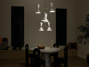 Jester 22" Twevle Lights Foyer Chandelier, Champagne Bronze / White