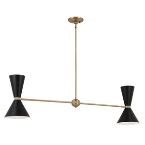 Jester 9" Four Lights Linear Chandelier, Champagne Bronze / Black